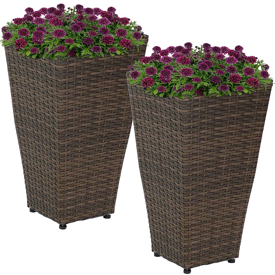 専用❗️リリパットレーン375☆DUNSTER YARN MARKET Amazon.com : Sunnydaze Set of 2 Square Tall Wicker Planters